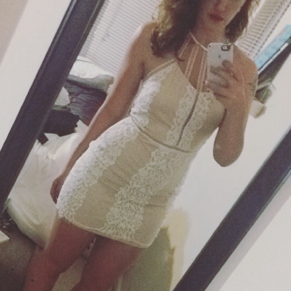 White lace mini dress